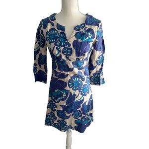 BODEN Womens Blue White Floral Tunic Dress Size US 2
